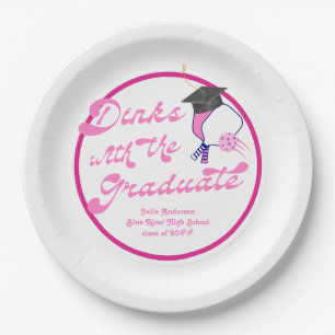 Dinks mit dem Pink Pickleball-Abschluss Graduate Pappteller