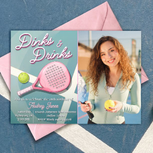 Dinks und Drinks - Pickleball Geburtstag mit Foto Einladung