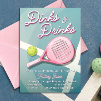Dinks und Drinks - Pickleball-Geburtstagseinladung Einladung