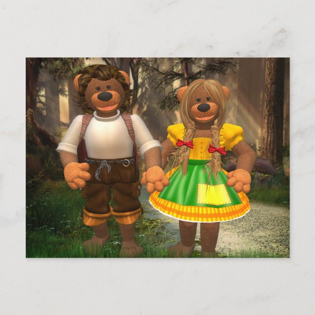 Dinky Bears Hansel und Grethel Postkarte (Vorderseite)