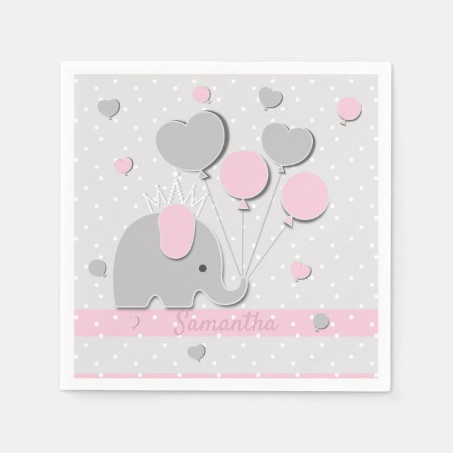 Dinner Elephant Balloons Nursery Gift Serviette (Vorderseite)