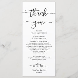 Dinner Place Einstellung Vielen Dank, Black Script Programm