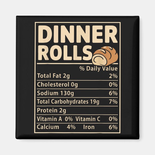 Dinner Rolls Nutrition Facts Funny Bread Food Desi Magnet (Vorne)