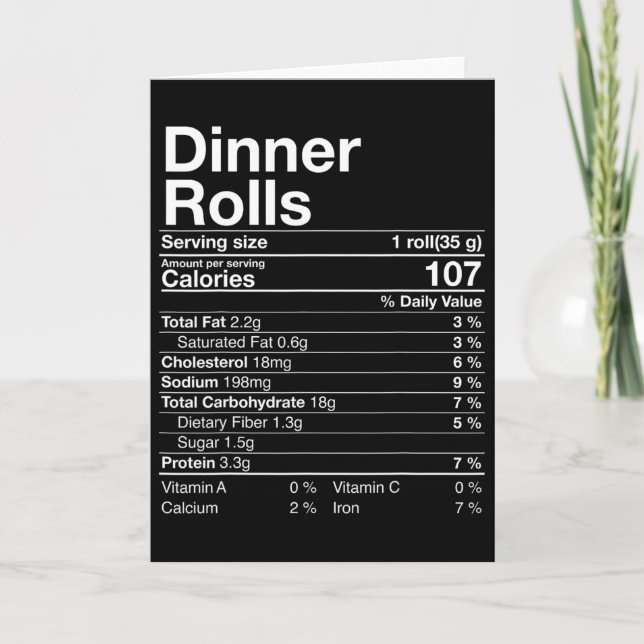 Dinner Rolls Nutrition Fakten Erntedank Geschenke  Karte (Vorderseite)