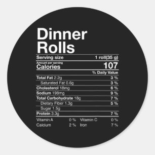 Dinner Rolls Nutrition Fakten Erntedank Geschenke  Runder Aufkleber