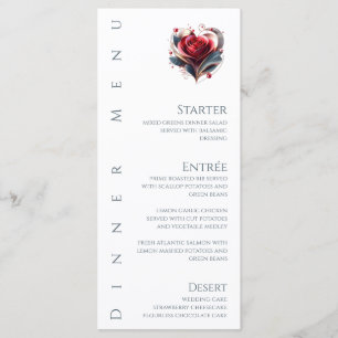 Dinner und Bar Menu Moderne Herz geformt Rose Menükarte