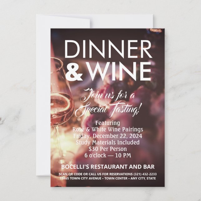 Dinner & Wine Degustation Custom Flyer Einladung (Vorderseite)