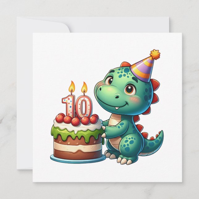 Dino 10. Geburtstag Einladung (Vorderseite)