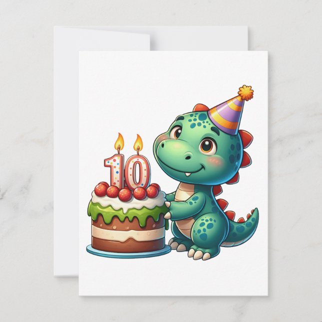 Dino 10. Geburtstag Mitteilungskarte (Vorderseite)
