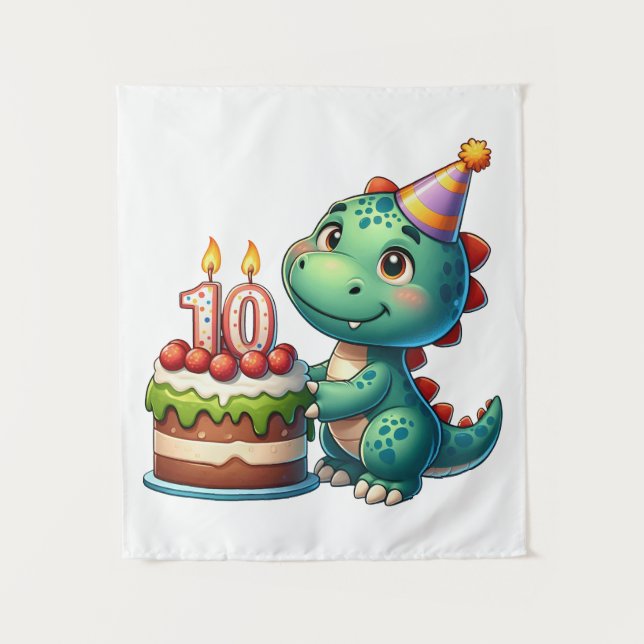 Dino 10. Geburtstag Wandteppich (Vorderseite)