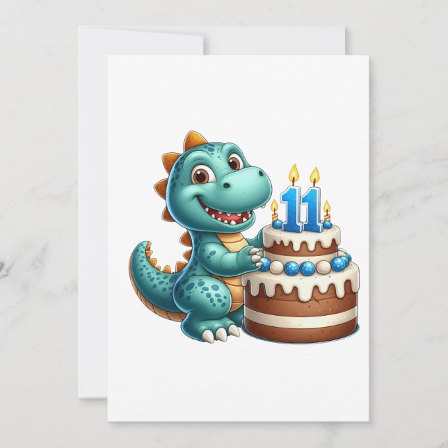 Dino 11. Geburtstag Einladung (Vorderseite)