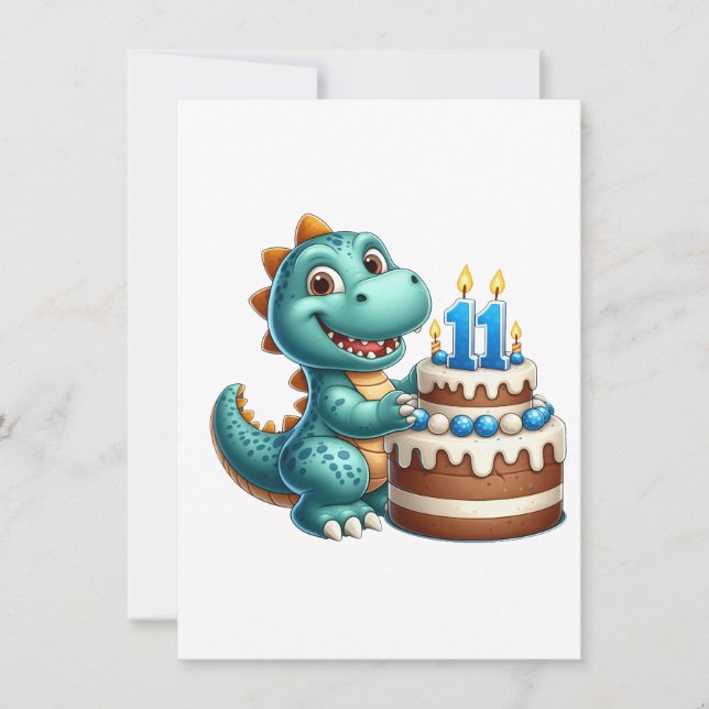 Dino 11. Geburtstag Einladung (Vorderseite)