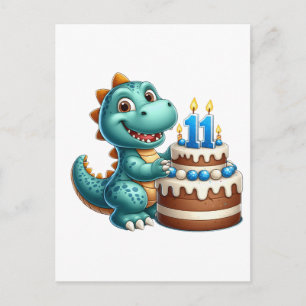 Dino 11. Geburtstag Feiertagspostkarte
