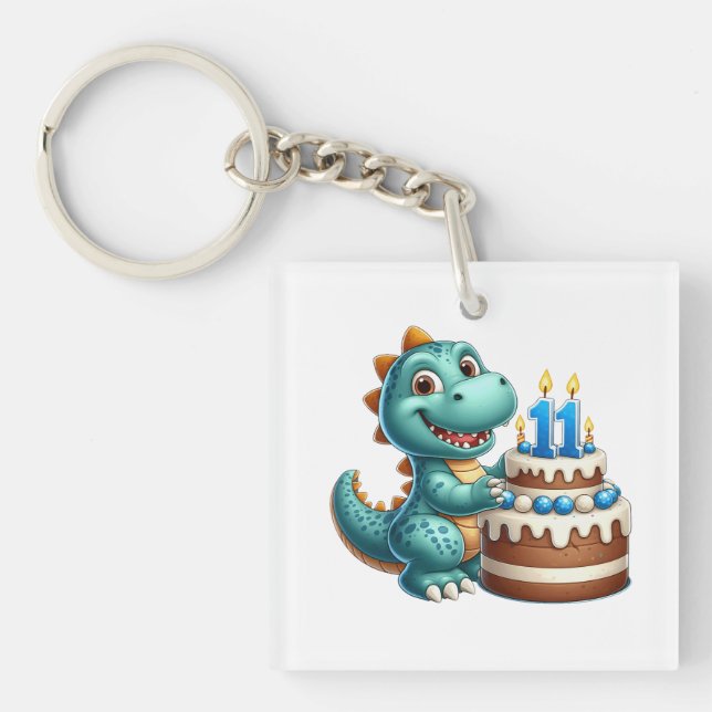 Dino 11. Geburtstag Schlüsselanhänger (Vorderseite)