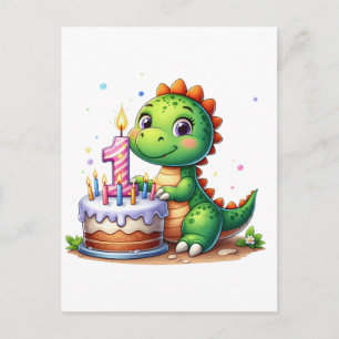 Dino 1. Geburtstag Feiertagspostkarte