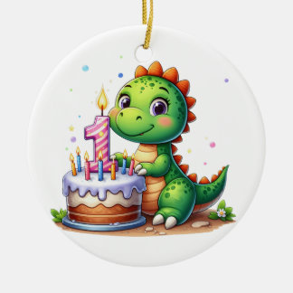 Dino 1. Geburtstag Keramik Ornament