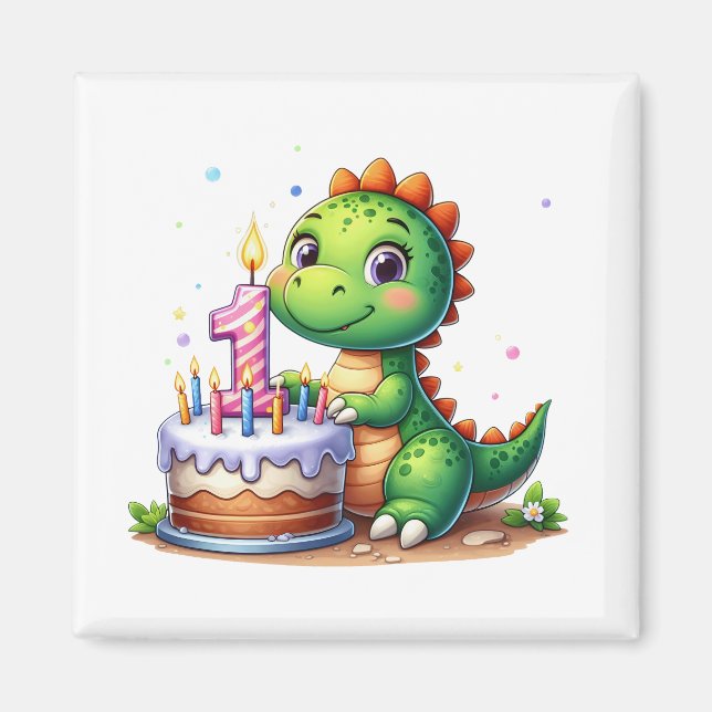 Dino 1. Geburtstag Magnet (Vorne)