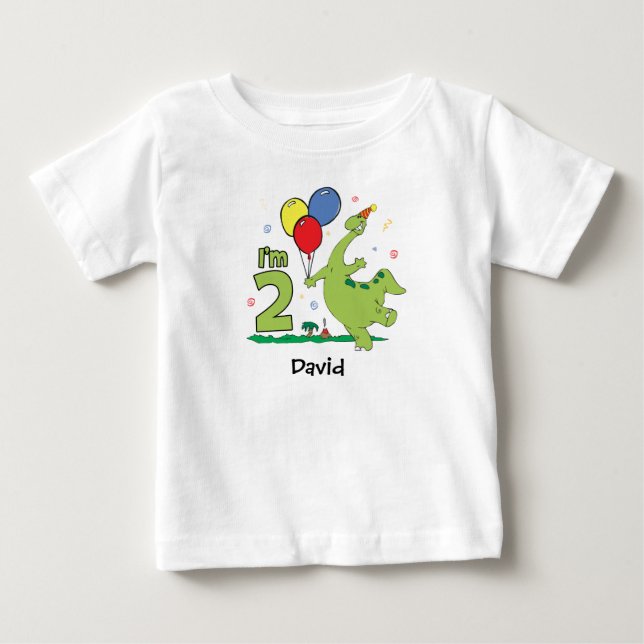 Dino 2. Geburtstag Baby T - Shirt (Vorderseite)