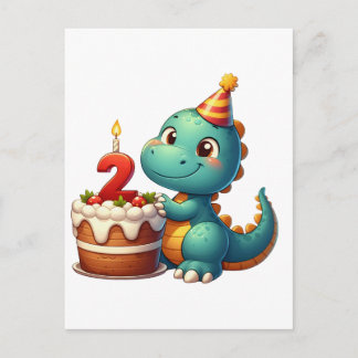 Dino 2. Geburtstag Einladungspostkarte