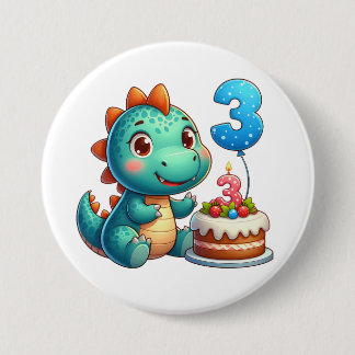 Dino 3. Geburtstag Button
