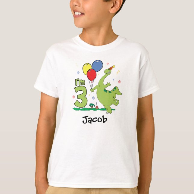 Dino 3. Geburtstag T-Shirt (Vorderseite)
