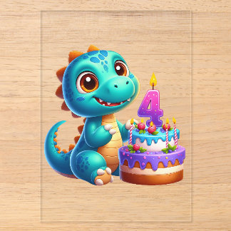 Dino 4. Geburtstag Acryleinladungen