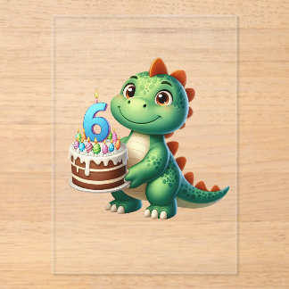 Dino 6. Geburtstag Acryleinladungen