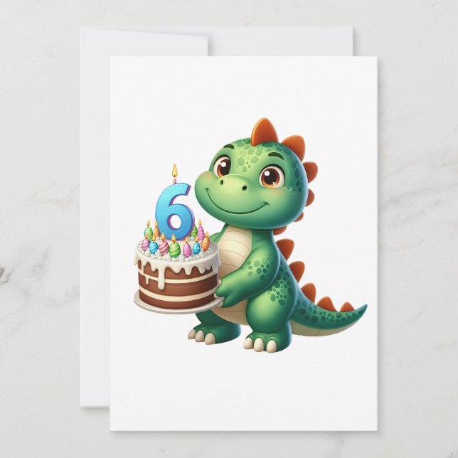 Dino 6. Geburtstag Einladung (Vorderseite)