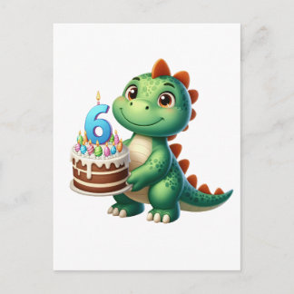 Dino 6. Geburtstag Einladungspostkarte