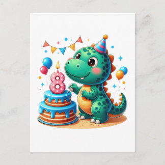 Dino 8. Geburtstag Einladungspostkarte