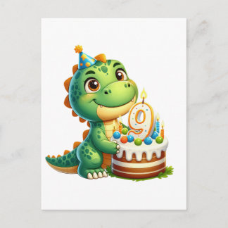Dino 9. Geburtstag Einladungspostkarte