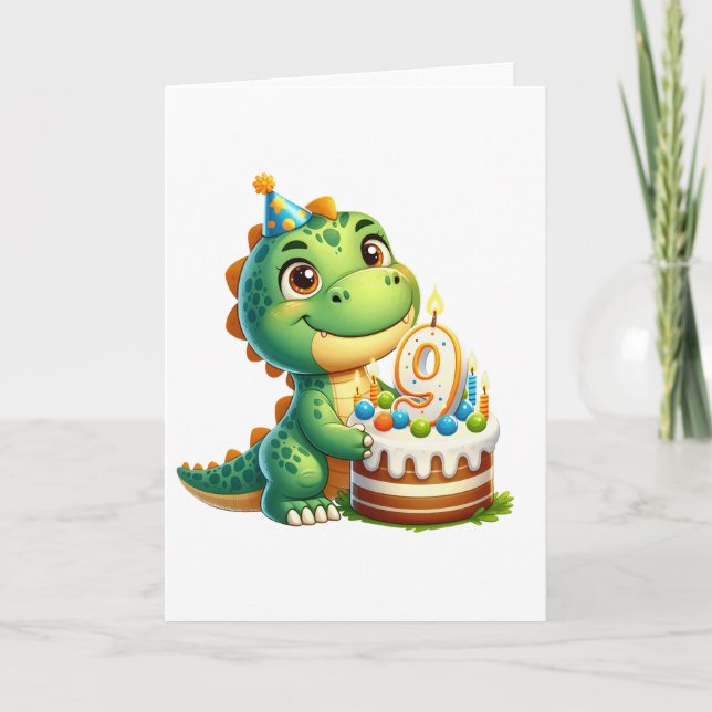 Dino 9. Geburtstag Karte (Vorderseite)