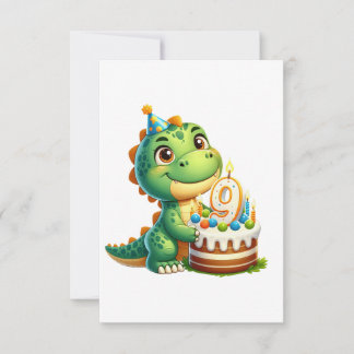 Dino 9. Geburtstag Mitteilungskarte