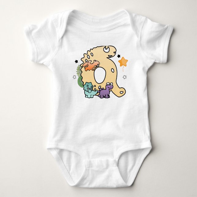 Dino Alphabet für Babys mit Namen Ausgehend von Q Baby Strampler (Vorderseite)