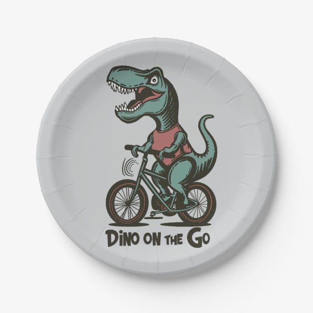Dino auf Achse Pappteller (Vorderseite)