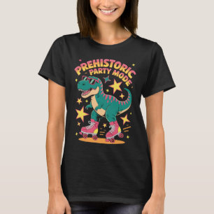 Dino auf Rollschuhen im Urzeit-Party-Modus T-Shirt