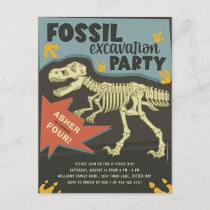 Dino-Ausgrabung Dinosaurier-Geburtstagsfeier Postkarte