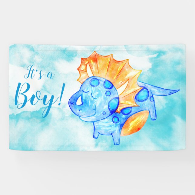 Dino Baby Boy Duschbanner Banner (Horizontal)