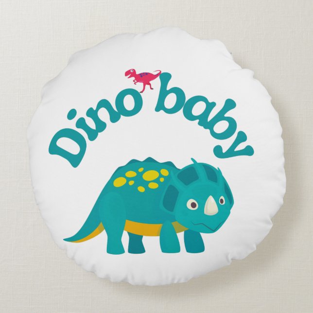 Dino Baby Dinosaurier Design Baby Bodysuit Rundes Kissen (Rückseite)