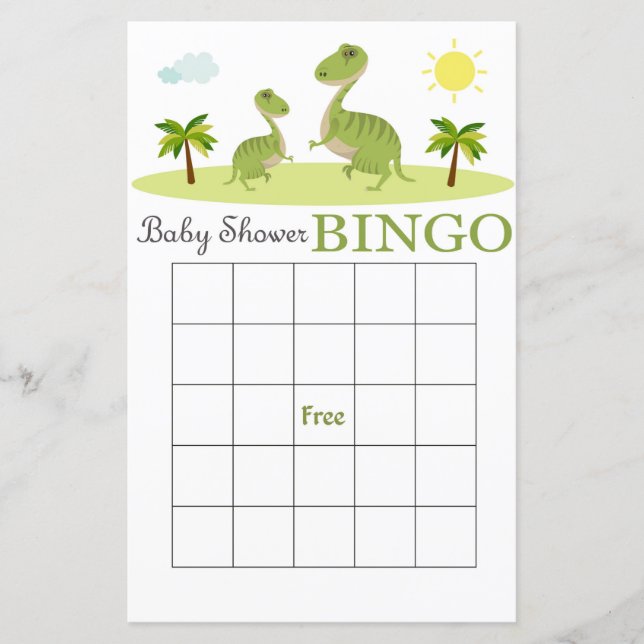 Dino Baby Duschbingcard, Dinosaur Bingokarte (Vorderseite)