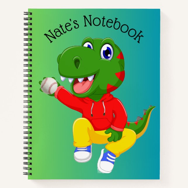 Dino Baseball Custom-Notebook Notizbuch (Vorderseite)