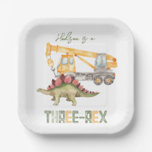 Dino Bau von drei Rex-Paper-Tellern