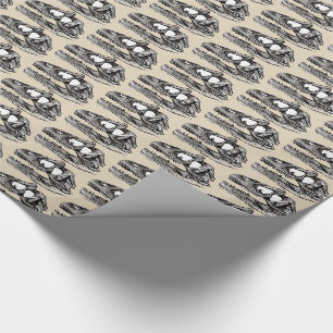 DINO - Beige Glänzendes Geschenkpapier, 76 cm x 1, Geschenkpapier