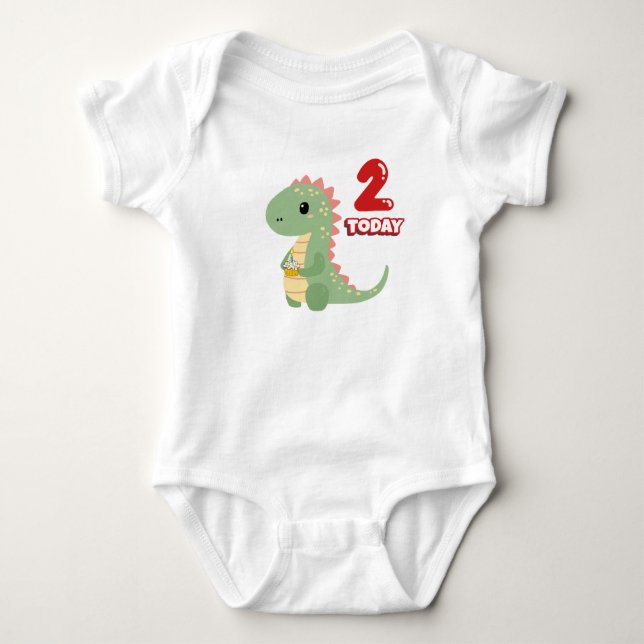 Dino Birthday 2 Heute Baby Strampler (Vorderseite)
