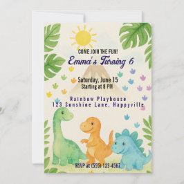 Dino Birthday Einladung für 6 Jahre alt