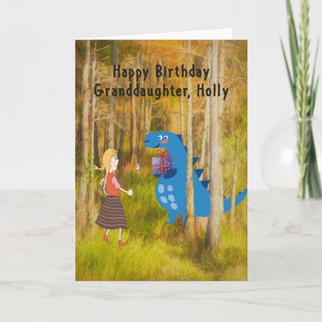 Dino Birthday für Großtochter Sonderanfrage Karte (Vorderseite)