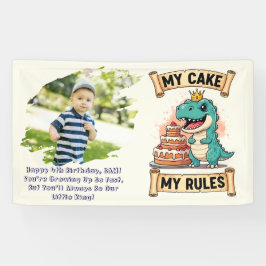 Dino Birthday King My Cake My Rules Banner