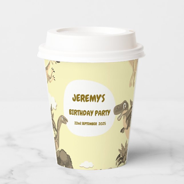 Dino Birthday Party Paper Cups Pappbecher (Vorderseite)