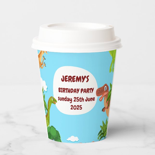 Dino Birthday Party Paper Cups Pappbecher (Vorderseite)