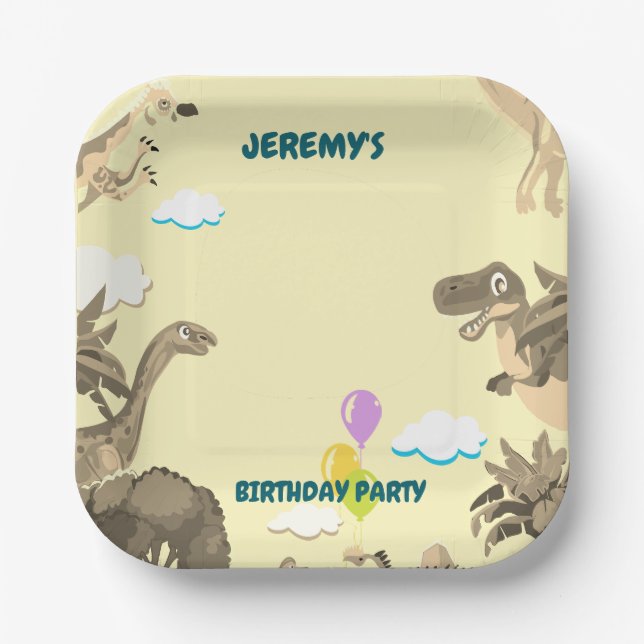 Dino Birthday Party Paper Plate Pappteller (Vorderseite)
